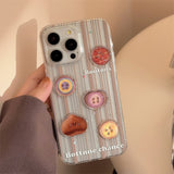 Cifeeo-gifts Cute 3D Button Stripes Glitter Phone Case