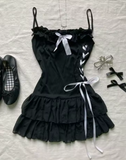 Cifeeo-Vintage Cute Harajuku casual fashion solid color Y2K Women's dress Harajuku emo girls punk vintage kawaii chic aesthetic suspender dress