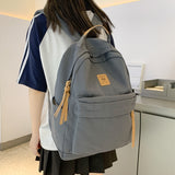 Cifeeo-back to school gifts 2025 Fashion Solid Color Women Backpack Female Kawaii Nylon Travel Bag Korean Portable Schoolbag for Girl Student Cute Bookbag