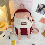 Cifeeo-back to school gifts Mini Women's Backpack Small Girls' Contrasting Color School Bag Waterproof Nylon Fabric Japanese Casual Girl Schoolbag Female
