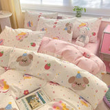 Cifeeo-2025 Spring Bedding Set Pink Flowers Bedding Set No Filler Twin Queen Size Comforter Cover Flat Sheet Pillowcase Girls Boys Solid Blanket Duvet Duvet