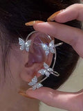 CIFEEO- Alloy Rhinestone Butterfly Cuff Earrings QAG30