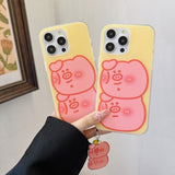 Cifeeo-gifts Cartoon Pink Pig Bell Pendant Phone Case