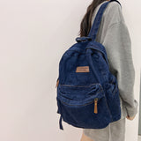 Cifeeo-back to school gifts Fashion Washed Denim Women Travel Backpack Mochila Solid Color Shopping Bag Teenagers School Bags Large Bookbag Bolsas Femenina