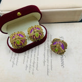 Cifeeo-vintage Valentines Gift European and American Fashion Trend Vintage Three-dimensional Cute Purple Bee Shaped Ring Earrings Wholesale Free Delivery-Mom's Gift