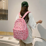 Cifeeo-back to school gifts Women Trendy Print School Bag Female Laptop College Backpack Fashion Lady Kawaii Bag New Girl Cherry Floral Travel Book Backpack