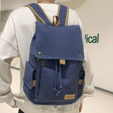 Cifeeo-back to school gifts 2025 Women's Fashion Beige Canvas Backpack Men's Contrast Travel Bag College Girl's Schoolbag Laptop Bag Student Mochila New