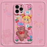 Cifeeo-gifts Cute Pink Oil Painting Bear Phone Case
