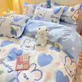 Cifeeo-2025 Spring Bedding Set Flowers Rabbit Bedding Set Ins No Filler Single Queen Size Duvet Cover Flat Sheet Pillowcase Girls Boys New Comforter Duvet