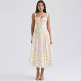 Cifeeo-Elegant Summer Midi Dress 2025 New Arrivals Floral Print Holiday Flare Party Dress Casual Women Dress Wholesale