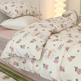 Cifeeo-2025 Spring Bedding Set Butterfly Ins Duvet Cover Set No Filler Pillowcase Flat Sheet Korean Style Single Queen Size Girls Boys Home Hotel Bedding Set