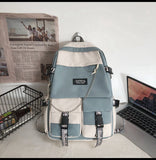 Cifeeo-back to school gifts Japanese Work Clothes Women's Backpack for Girls Panelled Middle High School Bags for Teens Waterproof Women Backpack Luxury New