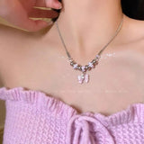 Cifeeo-Vintage Jewelry Y2K Style Love Heart Cross Pendant Necklace For Women Men Personality VintageThin Chain Choker Necklaces Jewelry