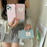 Cifeeo-gifts Simple Blue And Pink Checkered Notebook Phone Case