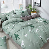 Cifeeo-2025 Spring Bedding Set Christmas Bedding Set Flat Sheet Duvet Cover Pillowcase Combination Green Tree Flower Home Textile Bed Linen Fashion