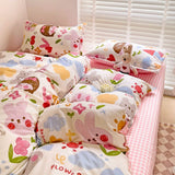 Cifeeo-2025 Spring Bedding Set 2025 New Kawaii Duvet Cover Flat Sheet Pillowcases Kit No Filling Twin Single Queen Size Kids Adult Bedding Set Ins Style