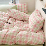 Cifeeo-2025 Spring Bedding Set Classic Bedding Set Hot Sale Plaid Green Ins Single Queen Size Duvet Cover No Filler Flat Sheet Pillowcase Home Hotel Bed Linens