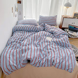 Cifeeo-INS Stripe Series Printed Soft Bedding Set Duvet Cover Bedclothes Bedspread Pillowcases Flat Sheets Comforter Sets for Girls