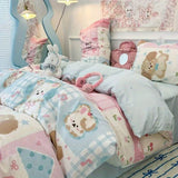 Cifeeo-2025 Spring Bedding Set Kawaii Bedding Set for Kids Ins Twin Queen Size Duvet Cover Flat Sheet Pillowcase No Filler Girls Boys Home Totel Bed Linens