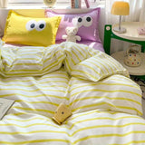 Cifeeo-2025 Spring Bedding Set Big Eyes Bedding Set 2025 New Colorful Boys Girls Duvet Cover No Filler Pillowcase Flat Sheet Twin Queen Size Home Bedspread