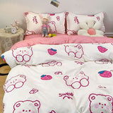 Cifeeo-2025 Spring Bedding Set Cute Dinosaur Bedding Set for Kids Duvet Cover No Filling Flat Sheet Pillowcase Boys Girls Full Queen Size Spring Bed Linen