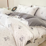 Cifeeo-2025 Spring Bedding Set Cute Korean Duvet Cover Set Floral Style with Flat Sheet Pillowcase No filler Twin Queen Double Girls Boys Home Decor Bed Linens