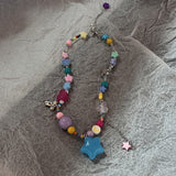 Cifeeo-Vintage Jewelry Y2K Style Boho Kpop Colorful Sugar Star Tassel Pendant Choker Necklace for Women Sweet Love Heart Chain Aesthetic Y2K Jewelry Accessories