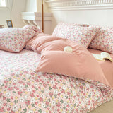 Cifeeo-2025 Spring Bedding Set Cute Korean Duvet Cover Set Floral Style with Flat Sheet Pillowcase No filler Twin Queen Double Girls Boys Home Decor Bed Linens