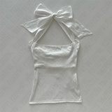 Cifeeo-Vintage Solid color women halter neck vest suspenders casual streetwear all-match vintage  fashion Y2K Harajuku cute slim sweet tops emo