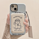Cifeeo-gifts Kawaii Skateboard Bear Magnetic Card Holder Phone Case