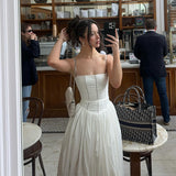Cifeeo-Summer Elegant Dresses for Women 2025 New Arrivals White Long Party Dresses Hollow Out Flare Female Clothing