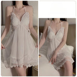 Cifeeo-French Romantic and Sexy Plus Size Lingerie Butterfly Suspender Nightgown Lace Up Outer Robe Pajama Home Suit Set  Sleepwear