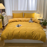 Cifeeo-Grid Series Bedding Comforter Cover Set with Pillowcase bed sheet Single Full Bed Linen Orange Duvet Cover Queen/King Double