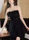 Cifeeo-Christmas Thanksgiving Gift New Year's Eve Dress Black Strapless Prom Dress New Birthday Outfits Christmas Thanksgiving Gift New Year's Eve Dress1611-back to school dress nye outfits 2025