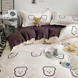 Cifeeo-2025 Spring Bedding Set Kawaii Bear Duvet Cover Set with Flat Sheet Pillowcase No Filler 3 4pcs Queen Single Size Boy Girl Bedroom Home Decor Bed Linens