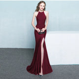 Cifeeo-nye outfits 2025 Fashion Women's Evening Party Dresses Halter Wedding Bridesmaid Prom Dress Clothing Elegant Sleeveless Fishtail Maxi Dress-back to school dress 2025