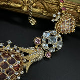 Cifeeo-vintage Valentines Gift Retro Shining Love Palace Style Banquet Attends Eye-catching Crystal Necklace-Mom's Gift