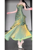 Cifeeo-Christmas Thanksgiving Gift New Year's Eve Dress Retro Mermaid Green Prom Dress With Flower  Christmas Thanksgiving Gift New Year's Eve Dress1602-back to school dress nye outfits 2025