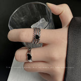 Cifeeo-Vintage Jewelry Y2K Style 1PC Vintage Black Big Cross Open Ring For Women Party Jewelry Men Trendy Gothic Metal Color Finger Ring