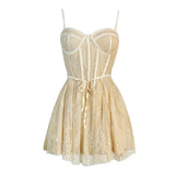 Cifeeo-Lace Fishbone Camisole Dress Sexy Backless Slim and Eye-catching Children's Summer Pure Desire Style Women's Clothing