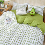 Cifeeo-2025 Spring Bedding Set Green Grid Duvet Cover Set Ins Soft Bed Sheet Pillowcases No Filler Twin Queen Size 2025 New Spring Adult Kids Bedding Linens