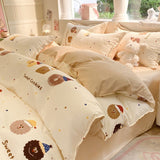 Cifeeo-2025 Spring Bedding Set Kids Duvet Cover Set Cute Cartoon No Filler Single Queen Size Girls Boys Flat Sheet Pillowcase Spring Summer Soft Bed Linens