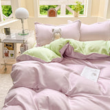 Cifeeo-2025 Spring Bedding Set Nordic Solid Color Duvet Cover Set with Zipper Girls New Flat Bed Sheet Pillowcases No Filler Double Queen Size Bedding Linens