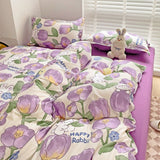 Cifeeo-2025 Spring Bedding Set 2025 New Kawaii Duvet Cover Flat Sheet Pillowcases Kit No Filling Twin Single Queen Size Kids Adult Bedding Set Ins Style