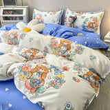 Cifeeo-2025 Spring Bedding Set Ins Style Bedding Set Nordic Single Double Flat Sheet Duvet Cover Pillowcase Soft Microfiber Full Queen Size Bed Linen