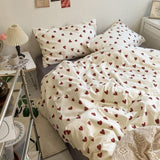 Cifeeo-2025 Spring Bedding Set Ins Heart Duvet Cover Set New No Filler Flat Sheet Pillowcases Floral Single Double Full Size Soft Home Totel Bedspread