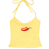 Cifeeo-Vintage vintage Streetwear Aesthetic Harajuku Women Sleeveless Halter Camisole Trendy Hip Hop Rock Y2K Geometric Graphic Print Slim tops