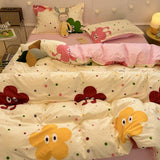 Cifeeo-2025 Spring Bedding Set Kawaii Duvet Cover Set Cartoon Printed with Zipper Bed Sheet Pillowcases No Filler Twin Queen Size Adult Kids Bedding Linens