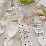 Cifeeo-Floral Socks Feminina Ruffles Womans Ankle Socks Korean Style Kawaii Harajuku Cute Stockings Autumn Thin Japanese Tights 2024