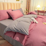 Cifeeo-2025 Spring Bedding Set Solid Color Duvet Cover Set Flat Sheet with Pillowcases 2025 New Twin Full Queen Size Boys Girls Bed Linen Grey Bedding Kit